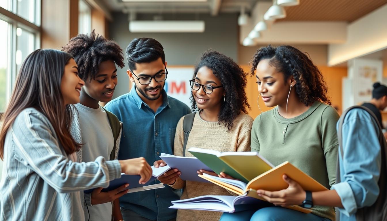Students collaborating in study space